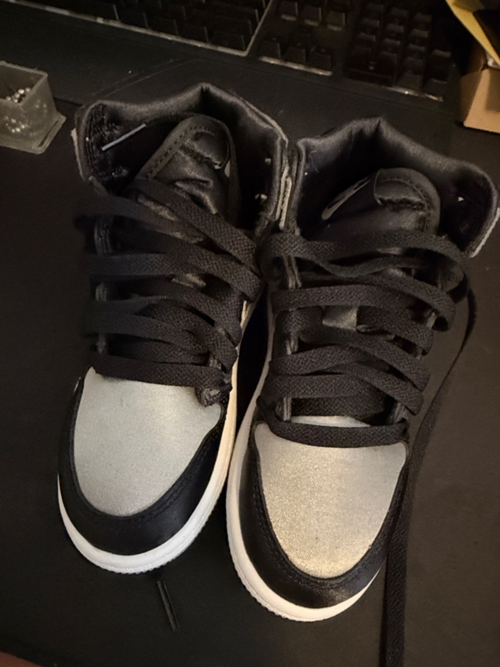 Nike Kids Black and Silver High-Top Sneakers